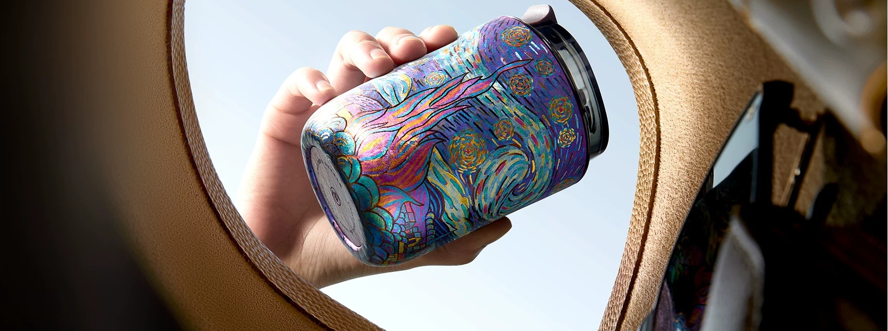 Burnt blue handmade titanium art cup